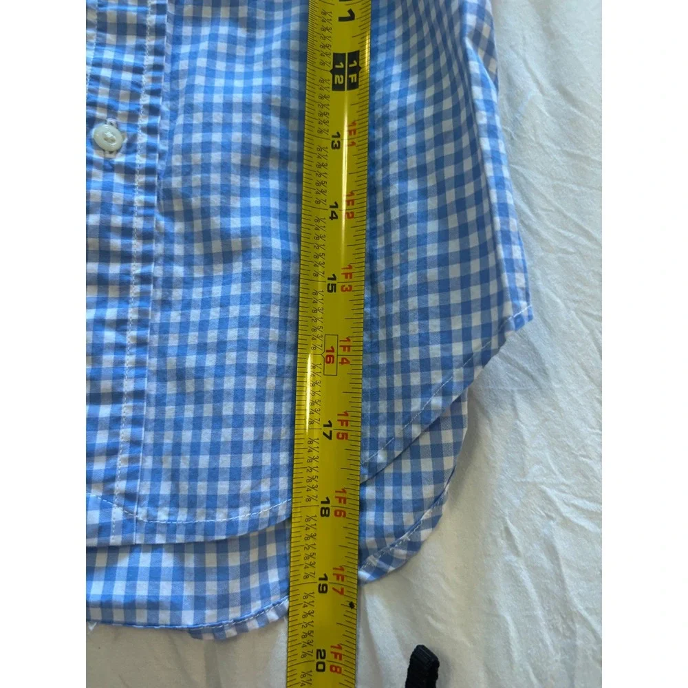 Ralph Lauren Boys Blue Gingham Button Down Shirt Long Sleeve Cotton Size 5